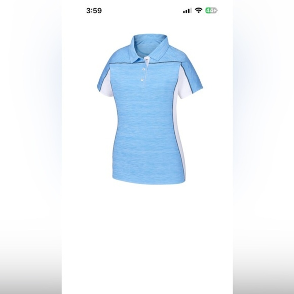 FJ Foot Joy Women’s Golf Polo White Blue Short Sleeve Size Medium